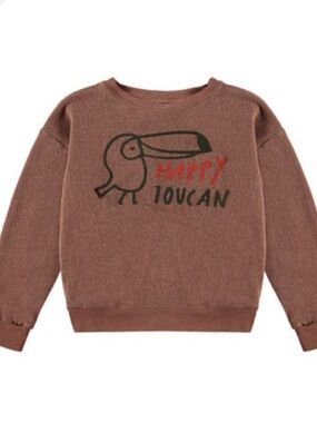 Bonmot Organic Cotton Happy Toucan Brown Crewneck Sweatshirt 4-5